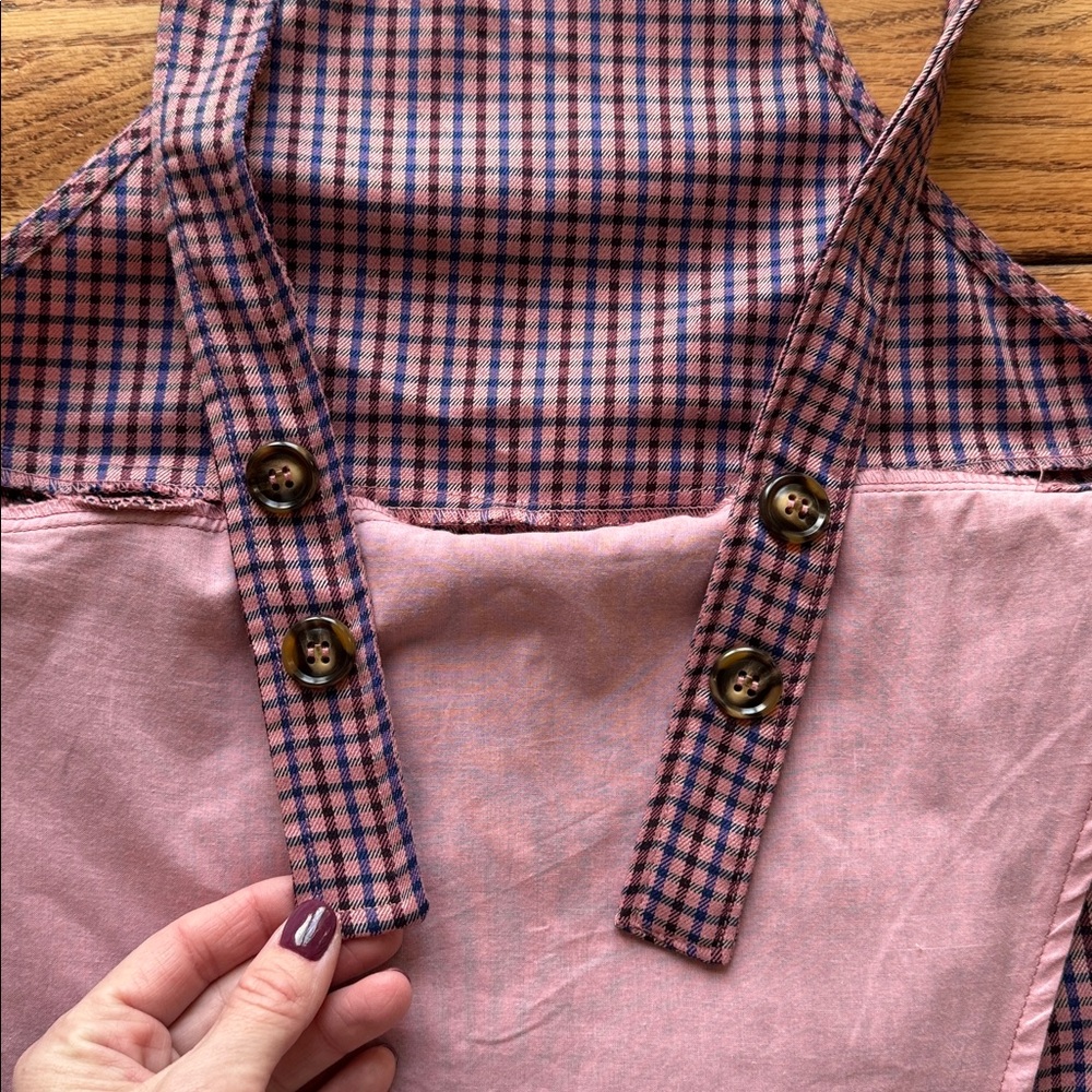 Anthropologie FRNCH Pink Purple Paris Plaid Tapered Stylish Jumpsuit Overalls XS - Picture 7 of 16